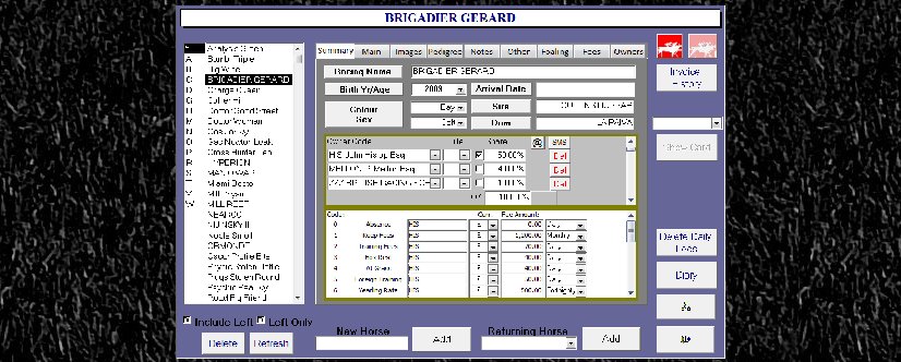 Easily track all your horses, Fees, Charges and Ownership.