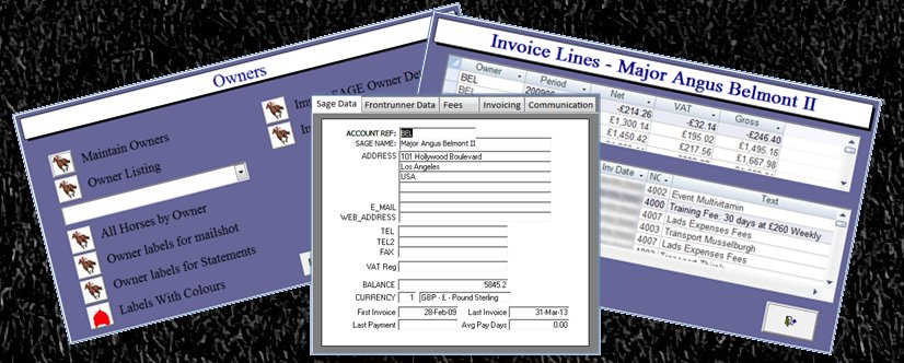 Import owners from Sage, manage additional information in Frontrunner, track fees and charges.